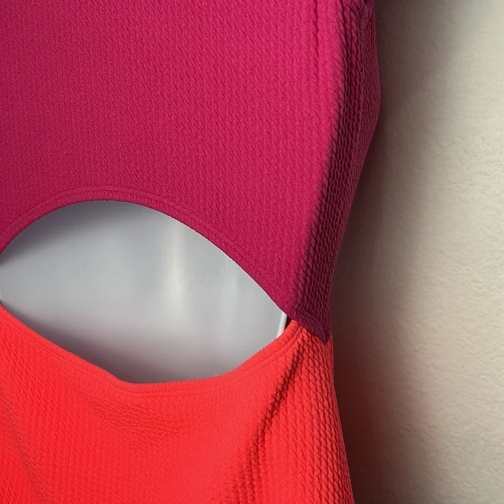 Color-Block Cutout One-Piece Swimsuit for Girls Preppy   bathing suit size 14-16